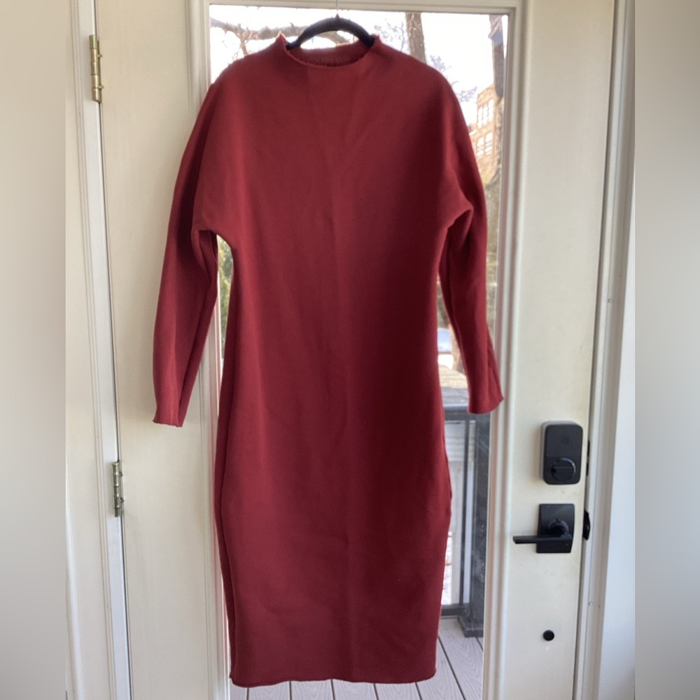 Frank & Eileen Isabelle Funnel Neck Red Dress Size Medium